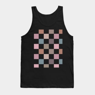 Romantic Pink Beige Checkerboard Pattern Tank Top
